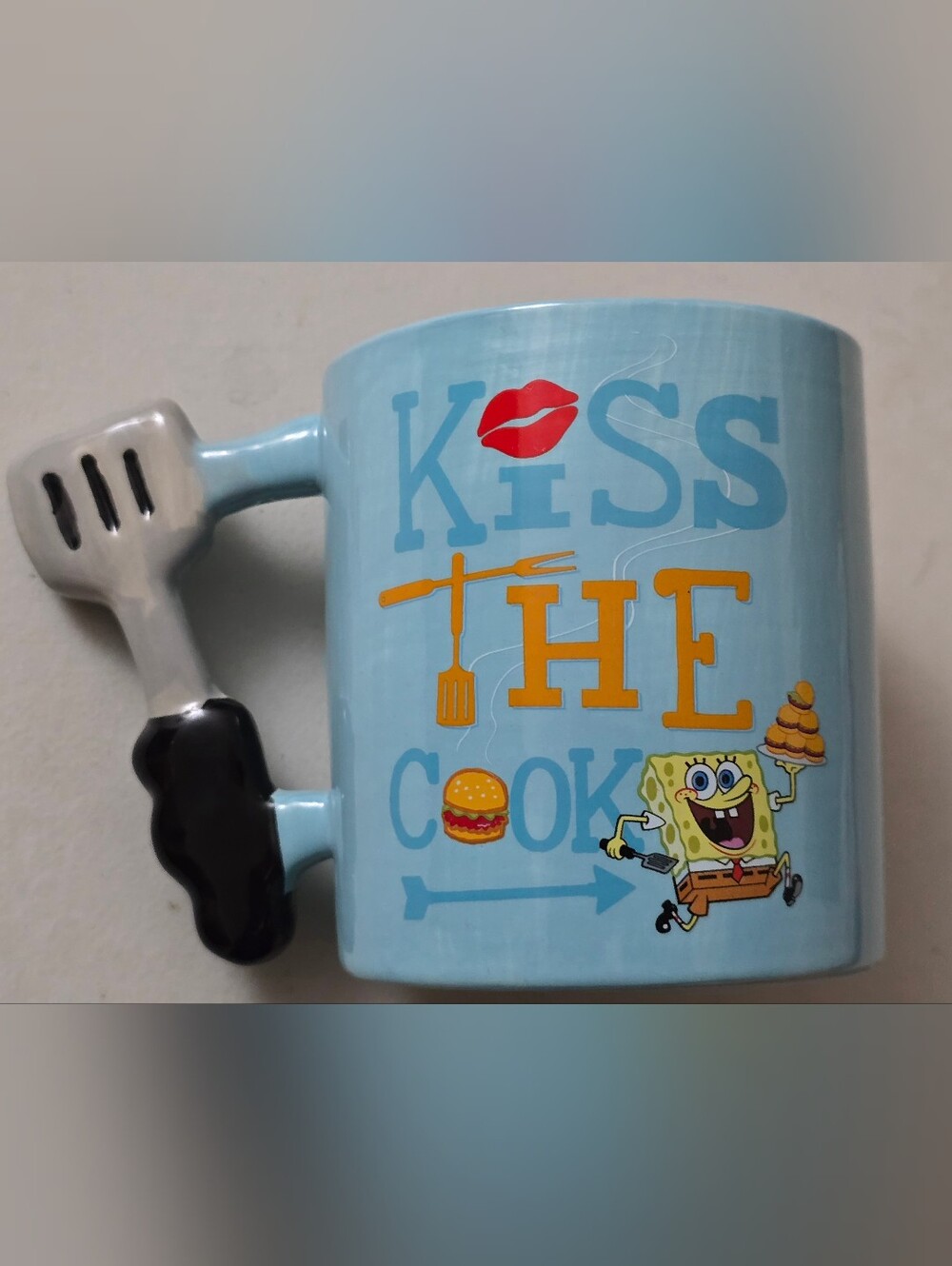 SpongeBob Squarepants Light Blue 'Kiss The Cook' Ceramic Mug
